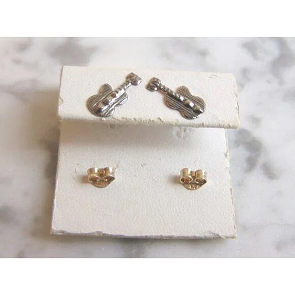 Vintage Sterling Silver Guitar Earrings for the Music Lover - Picture 1 of 3